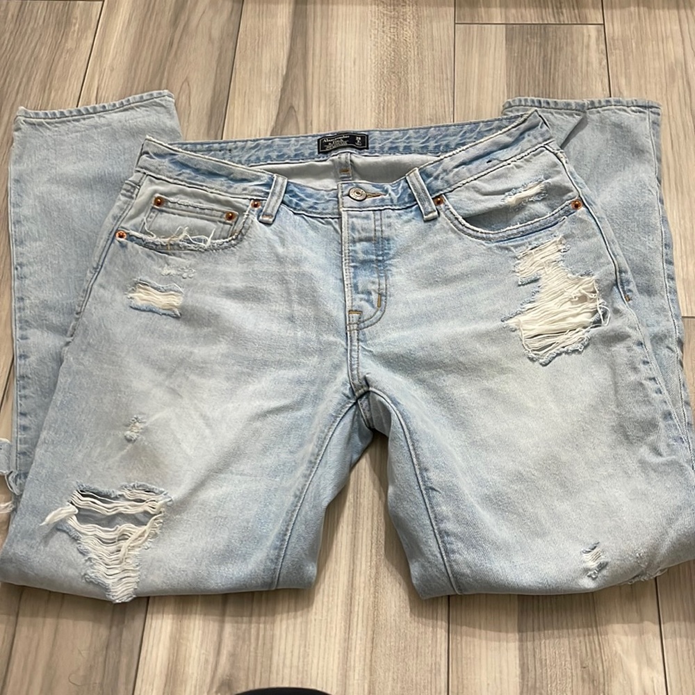 Abercrombie and Finch, low rise boyfriend jeans